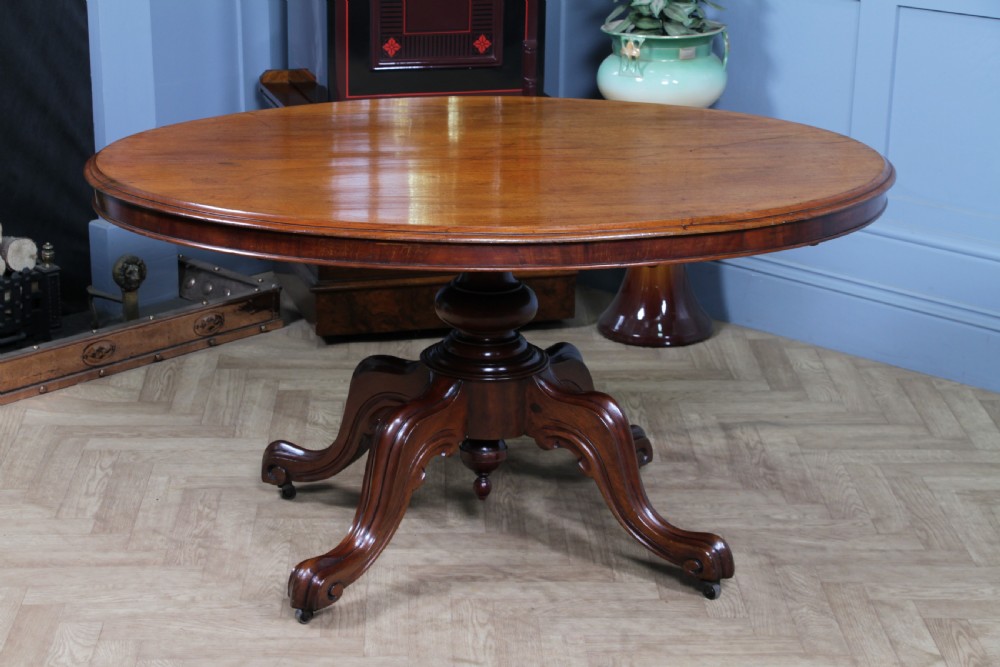 Antique Victorian Mahogany Tilt Top Oval Carved Breakfast Dining Table C1880 View IX