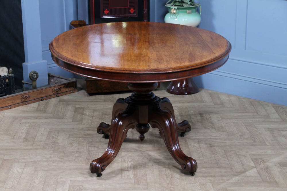 Antique Victorian Mahogany Tilt Top Oval Carved Breakfast Dining Table C1880 View X