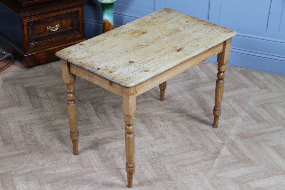 Original Victorian Moderately Sized Scrub Top Stripped Pine Kitchen Table C1870 View III
