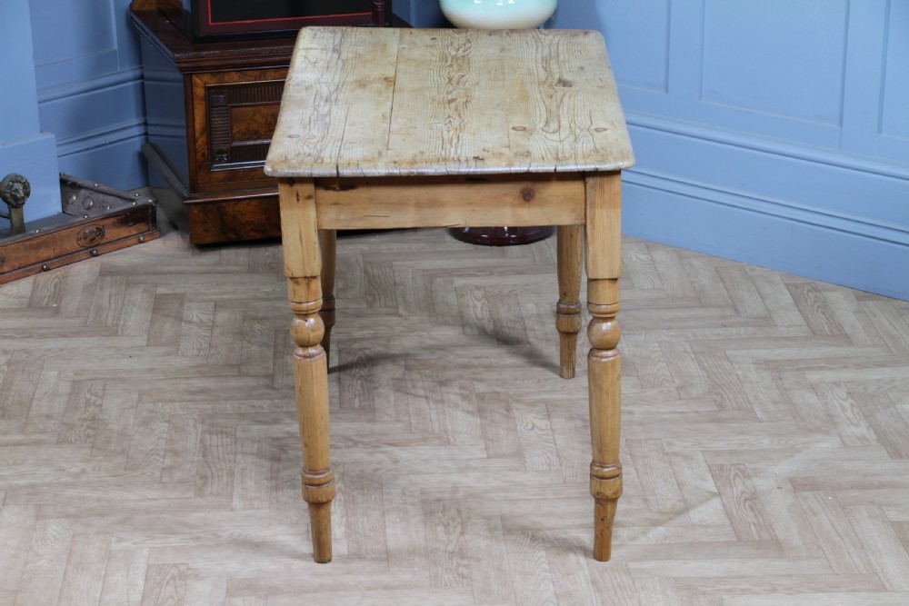 Original Victorian Moderately Sized Scrub Top Stripped Pine Kitchen Table C1870 View V