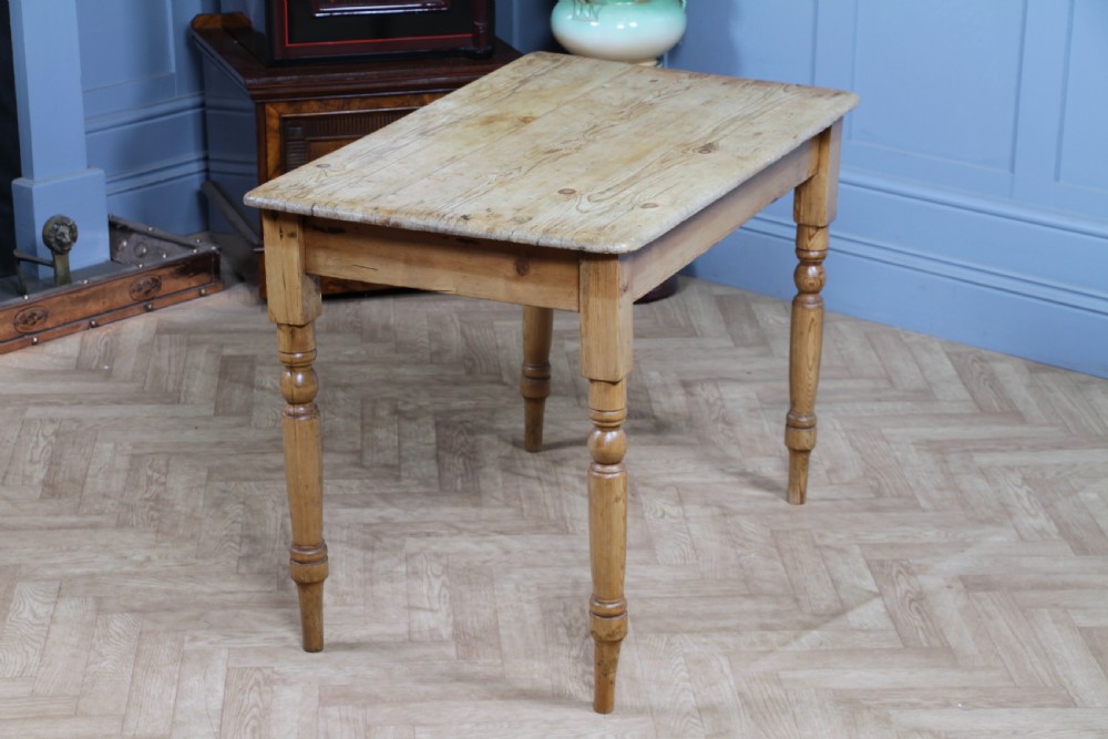 Original Victorian Moderately Sized Scrub Top Stripped Pine Kitchen Table C1870 View VIII
