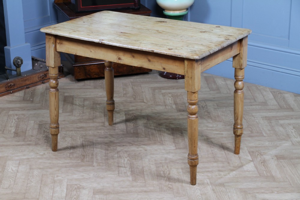 Original Victorian Moderately Sized Scrub Top Stripped Pine Kitchen Table C1870 View IX