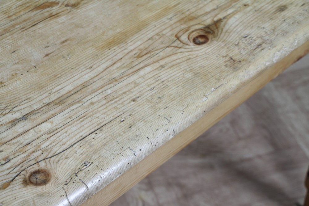 Original Victorian Moderately Sized Scrub Top Stripped Pine Kitchen Table C1870 View XVII