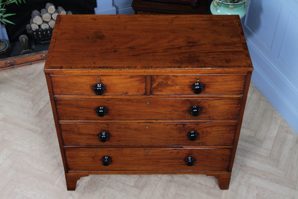 Original Antique Georgian Figured Mahogany Chest Bank of 5 Drawers Restored C1820 View III