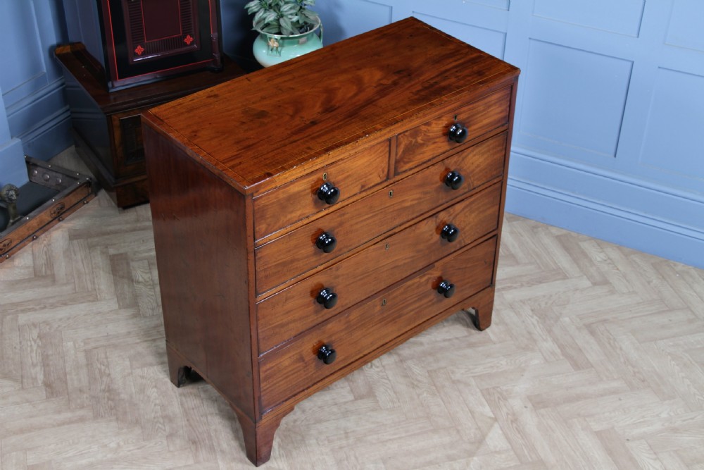 Original Antique Georgian Figured Mahogany Chest Bank of 5 Drawers Restored C1820 View IV