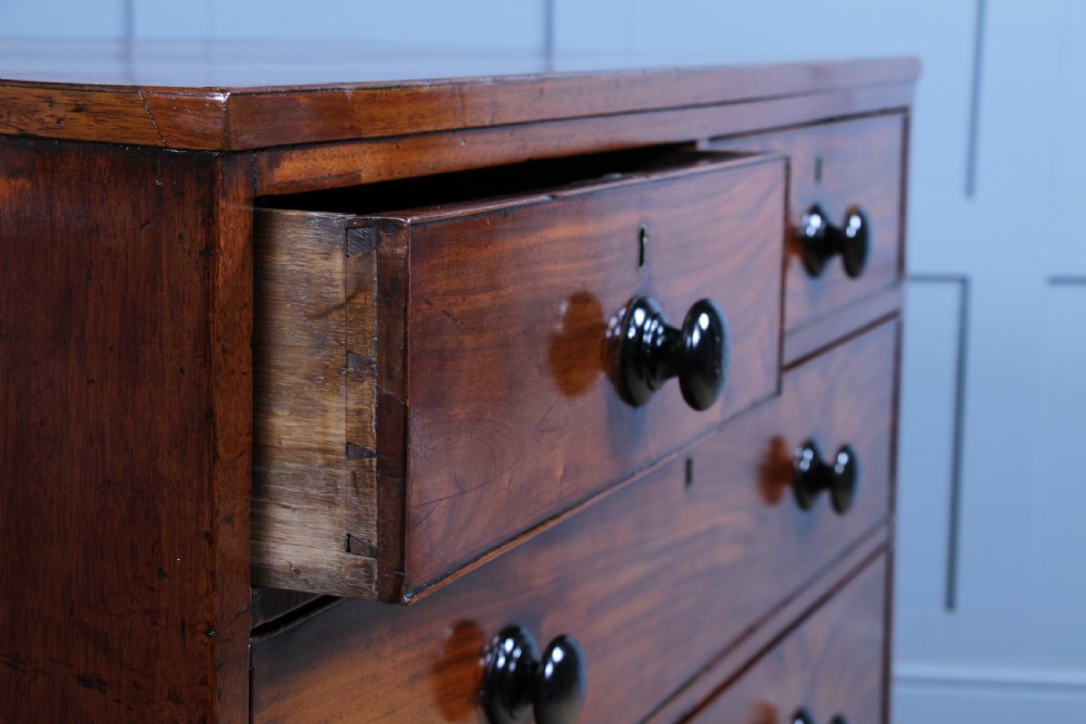 Original Antique Georgian Figured Mahogany Chest Bank of 5 Drawers Restored C1820 View VI