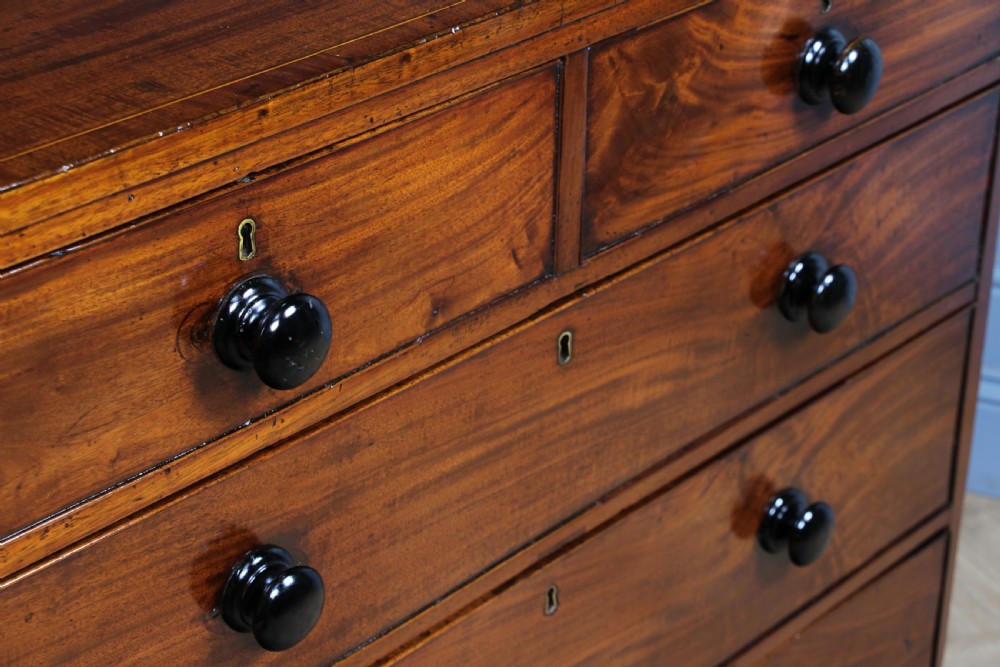 Original Antique Georgian Figured Mahogany Chest Bank of 5 Drawers Restored C1820 View VII