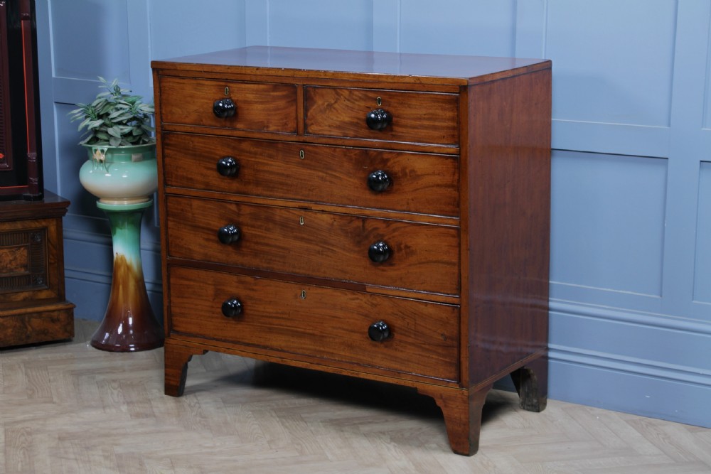 Original Antique Georgian Figured Mahogany Chest Bank of 5 Drawers Restored C1820 View VIII