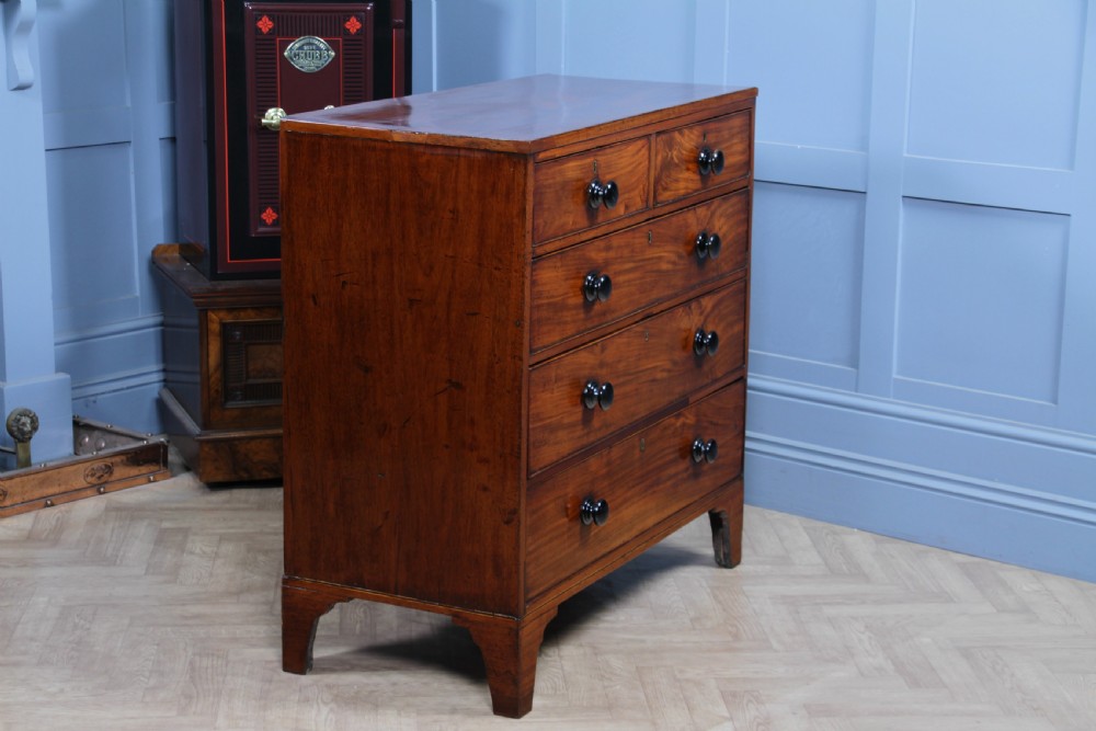 Original Antique Georgian Figured Mahogany Chest Bank of 5 Drawers Restored C1820 View XII