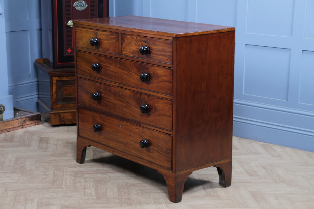 Original Antique Georgian Figured Mahogany Chest Bank of 5 Drawers Restored C1820 View XIII
