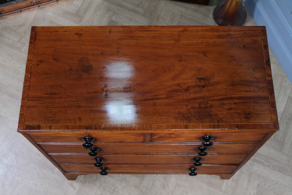 Original Antique Georgian Figured Mahogany Chest Bank of 5 Drawers Restored C1820 View XIV