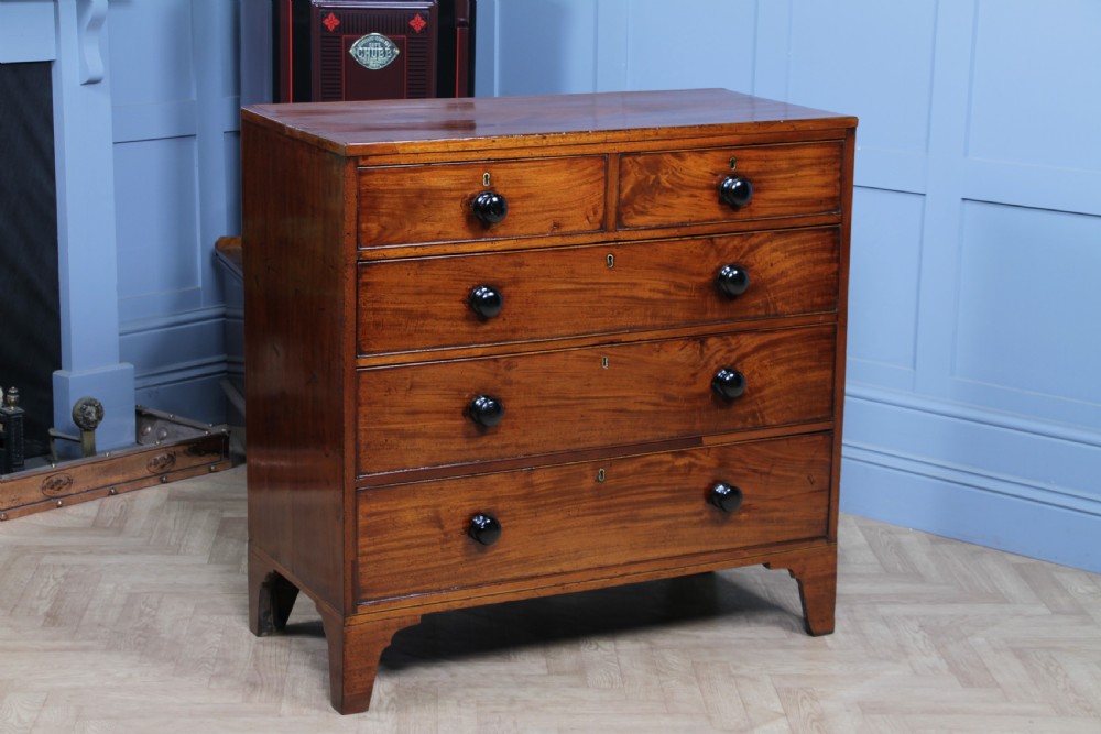 Original Antique Georgian Figured Mahogany Chest Bank of 5 Drawers Restored C1820 View XVII