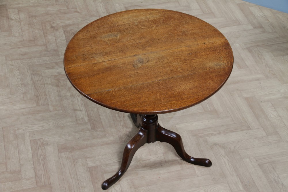 Original Antique Solid Oak Georgian Flip / Tilt Top Tripod Breakfast Table C1830 View VII