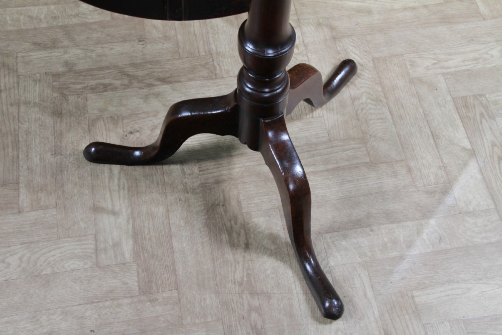 Original Antique Solid Oak Georgian Flip / Tilt Top Tripod Breakfast Table C1830 View XII