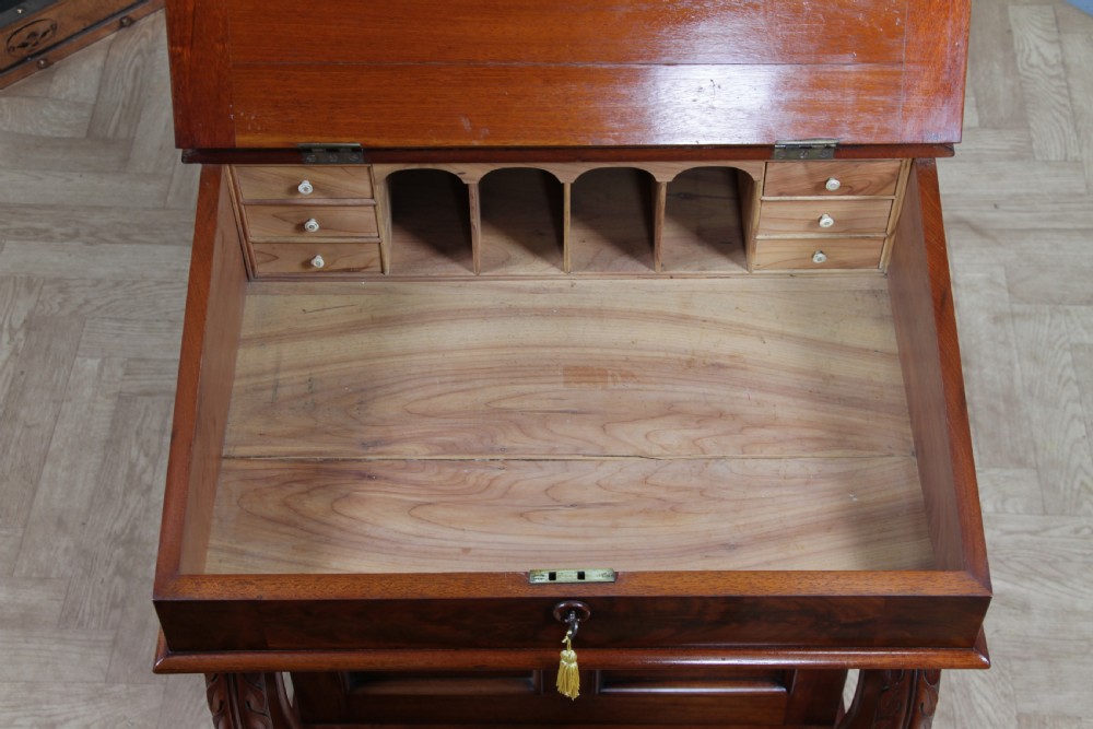 Original Antique Victorian Mahogany 4 Drawer Davenport Desk Restored Lockable With Keys C1870 View VIII