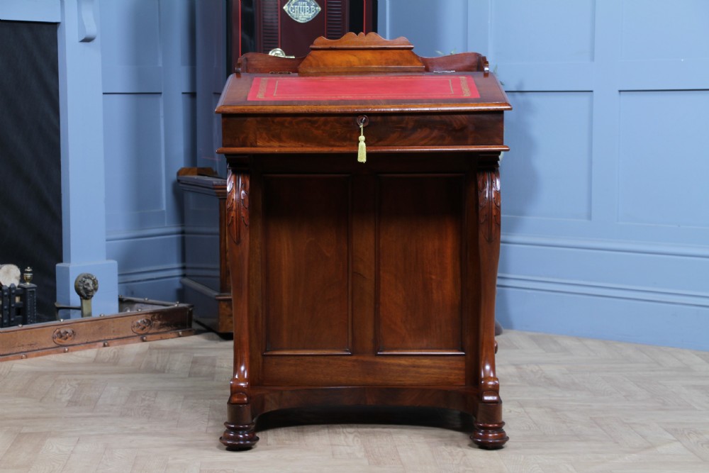 Original Antique Victorian Mahogany 4 Drawer Davenport Desk Restored Lockable With Keys C1870 View XII