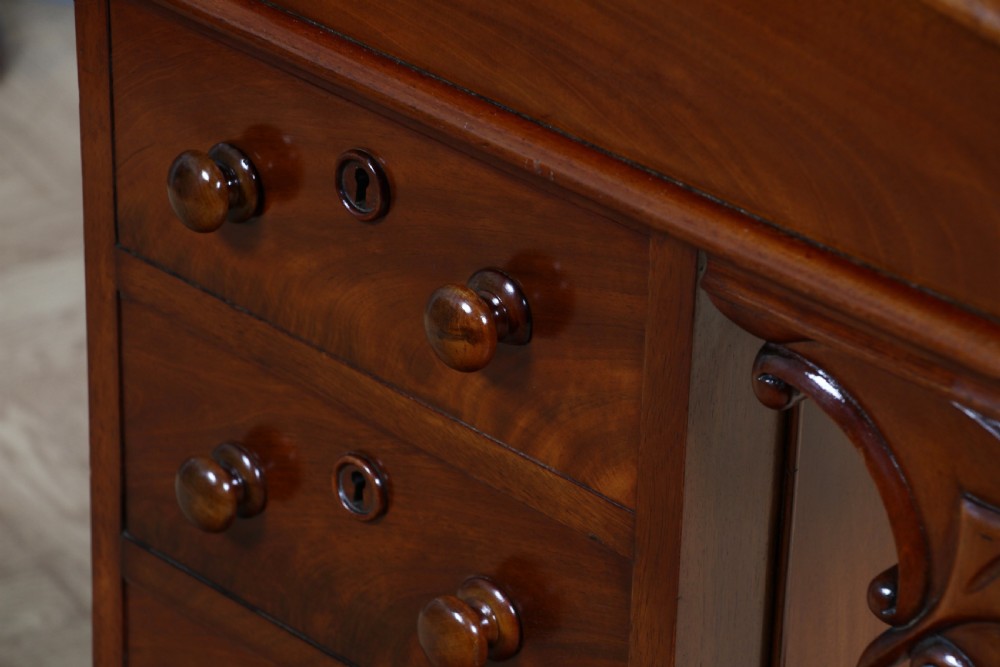 Original Antique Victorian Mahogany 4 Drawer Davenport Desk Restored Lockable With Keys C1870 View XIX