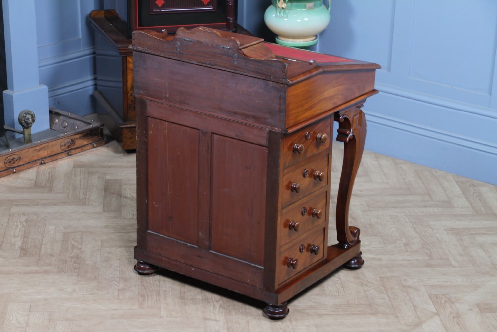 Original Antique Victorian Mahogany 4 Drawer Davenport Desk Restored Lockable With Keys C1870 View XXIV