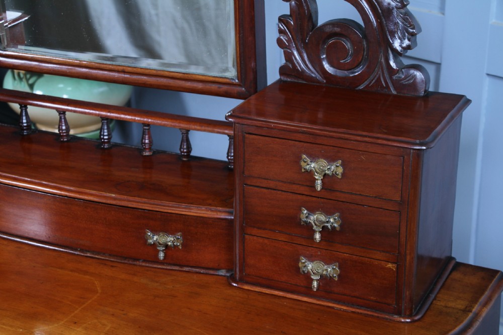 Antique Victorian Mahogany Carved Duchess 8 Drawer Dressing Table With Mirror View VII