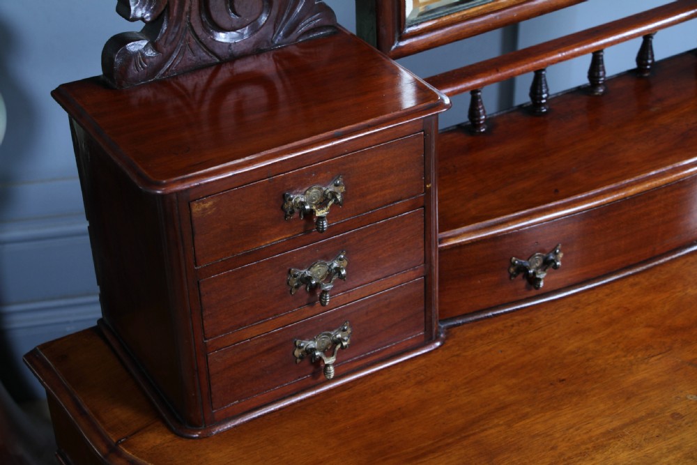 Antique Victorian Mahogany Carved Duchess 8 Drawer Dressing Table With Mirror View VIII