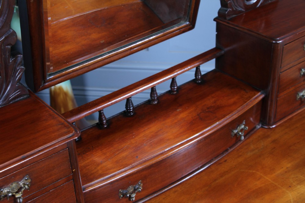 Antique Victorian Mahogany Carved Duchess 8 Drawer Dressing Table With Mirror View IX