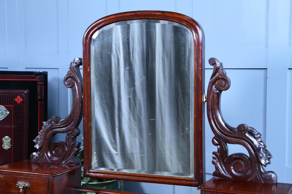 Antique Victorian Mahogany Carved Duchess 8 Drawer Dressing Table With Mirror View X