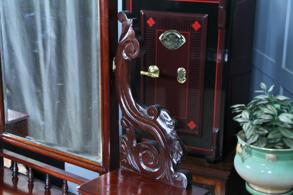Antique Victorian Mahogany Carved Duchess 8 Drawer Dressing Table With Mirror View XII