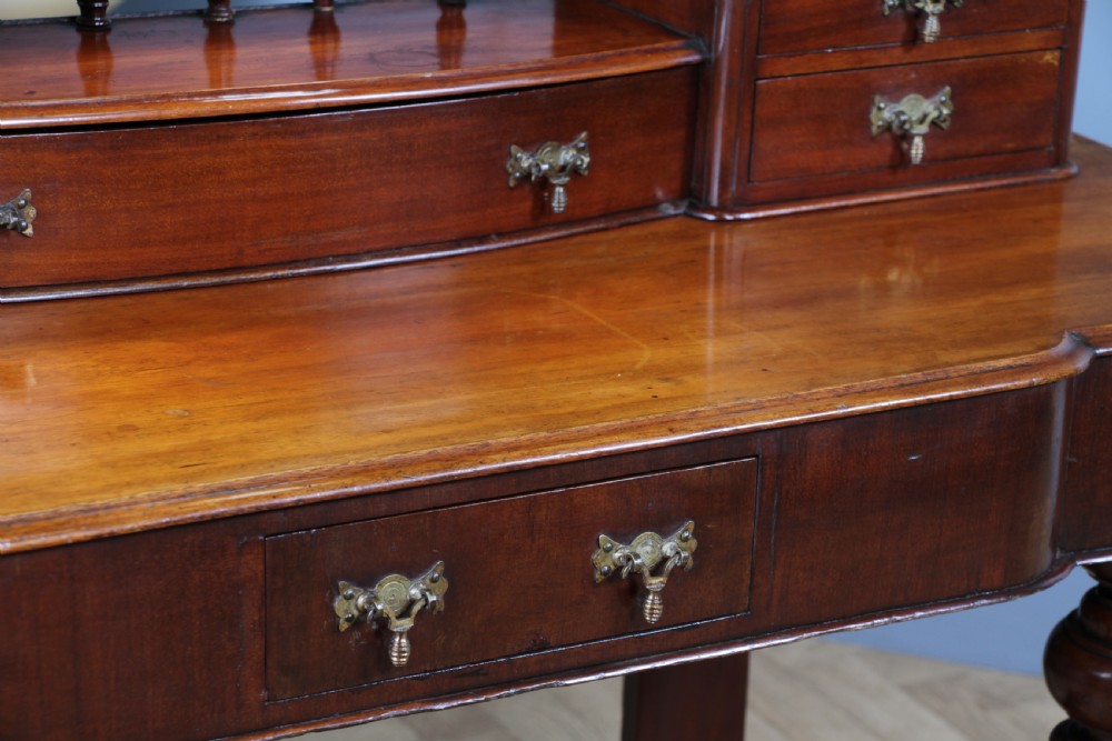 Antique Victorian Mahogany Carved Duchess 8 Drawer Dressing Table With Mirror View XV