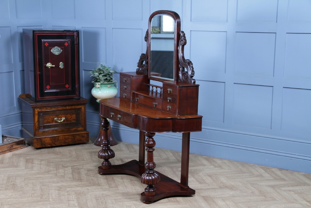 Antique Victorian Mahogany Carved Duchess 8 Drawer Dressing Table With Mirror View XXII