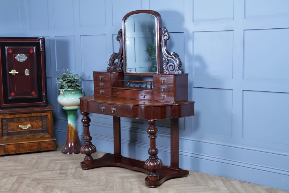 Antique Victorian Mahogany Carved Duchess 8 Drawer Dressing Table With Mirror View XXIII