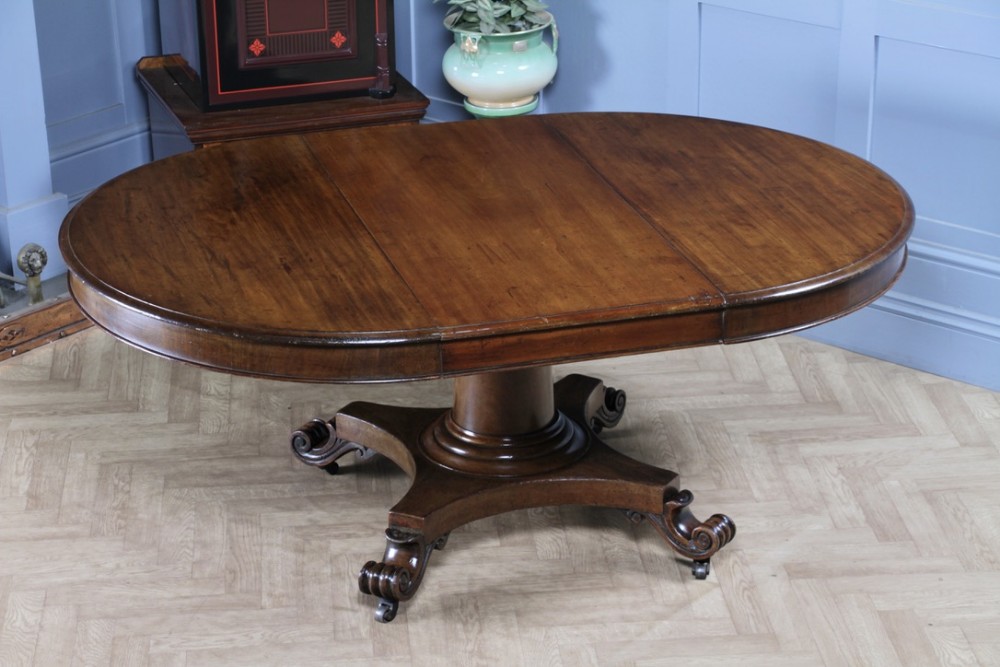 Antique William IV Mahogany Pull out Pedestal Extending Dining Table | Round - Oval