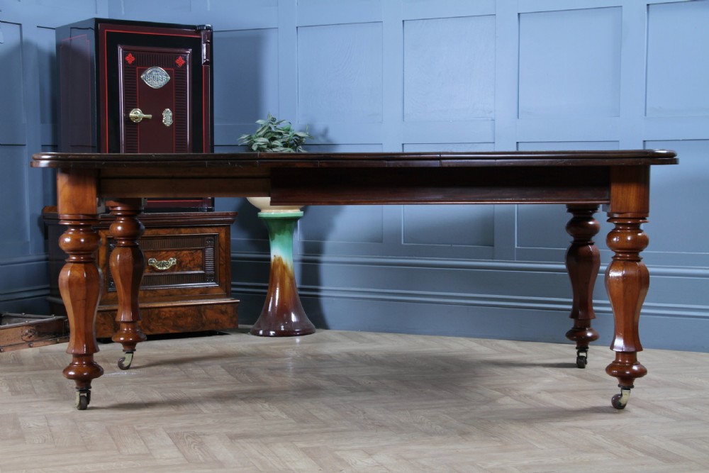 Antique Victorian Solid Mahogany Grand Wind Out 1 Leaf Dining Table D, M&S Castors C1860 View III