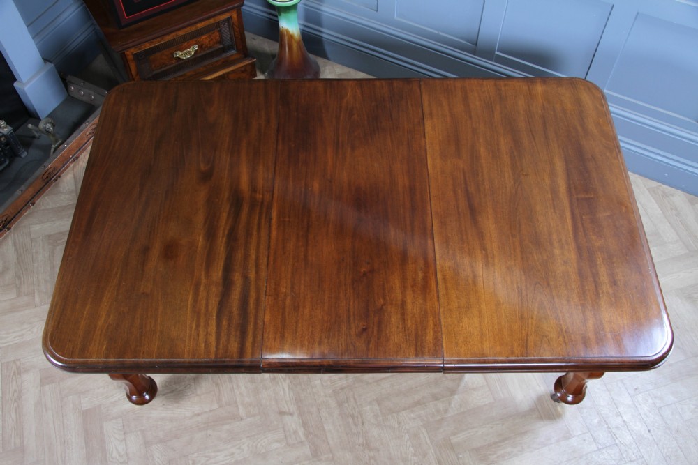 Antique Victorian Solid Mahogany Grand Wind Out 1 Leaf Dining Table D, M&S Castors C1860 View V