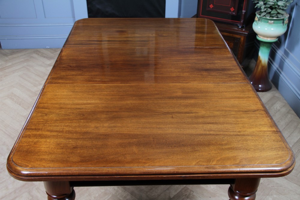 Antique Victorian Solid Mahogany Grand Wind Out 1 Leaf Dining Table D, M&S Castors C1860 View VI