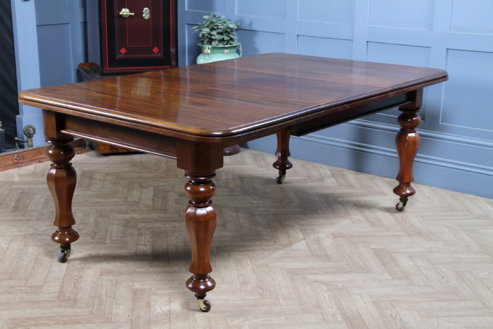 Antique Victorian Solid Mahogany Grand Wind Out 1 Leaf Dining Table D, M&S Castors C1860 View IX