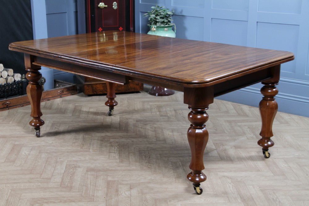Antique Victorian Solid Mahogany Grand Wind Out 1 Leaf Dining Table D, M&S Castors C1860 View X