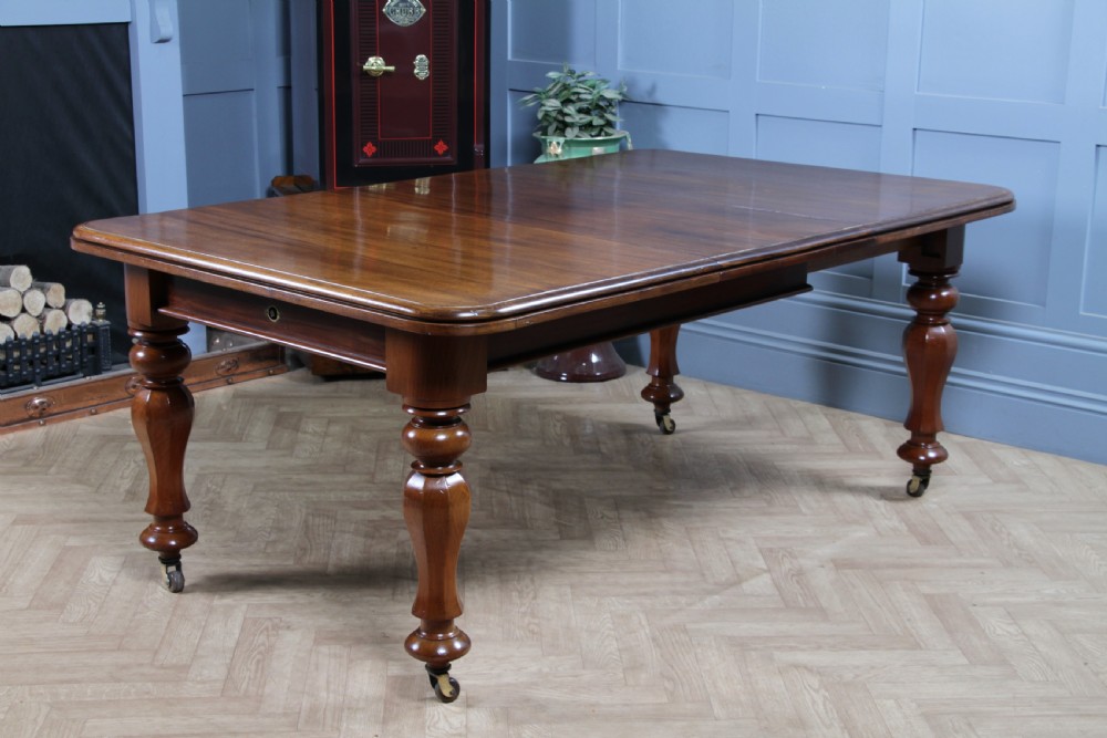 Antique Victorian Solid Mahogany Grand Wind Out 1 Leaf Dining Table D, M&S Castors C1860 View XI