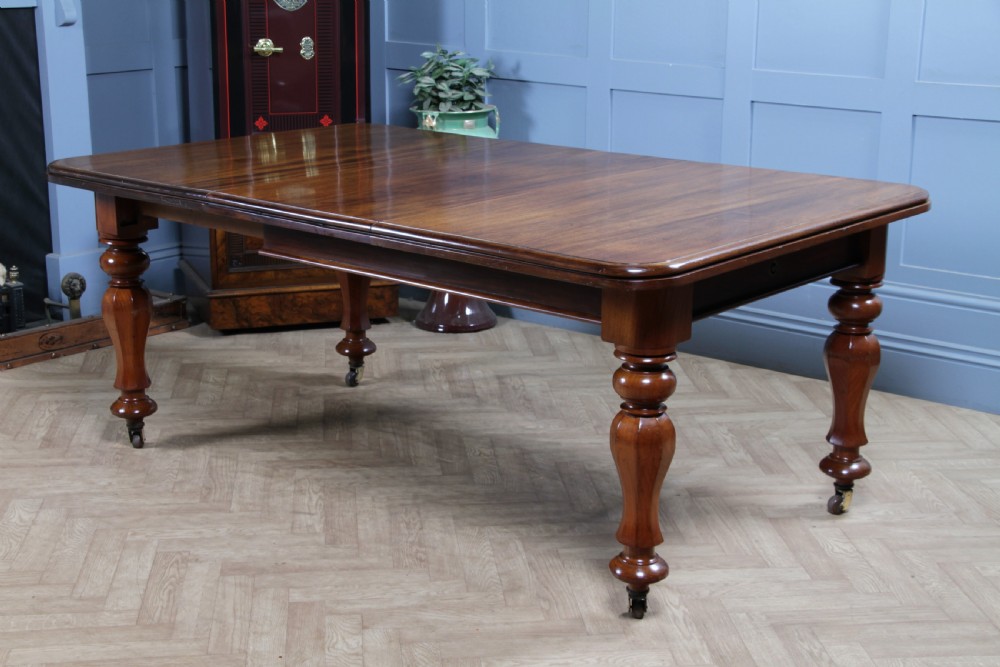 Antique Victorian Solid Mahogany Grand Wind Out 1 Leaf Dining Table D, M&S Castors C1860 View XII