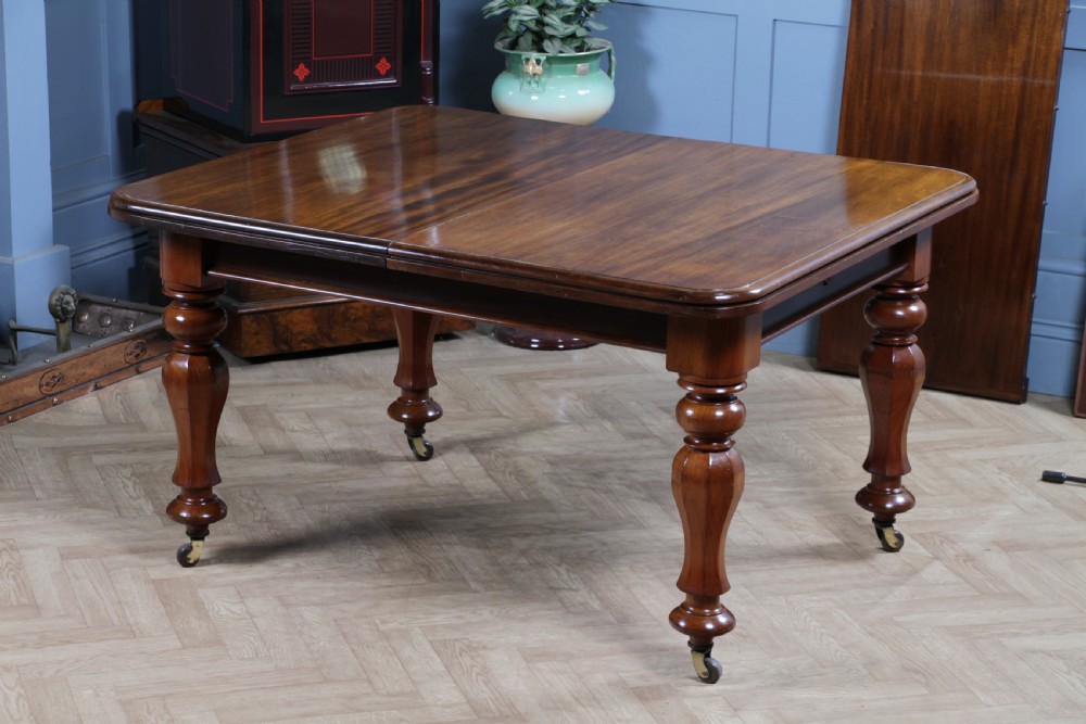 Antique Victorian Solid Mahogany Grand Wind Out 1 Leaf Dining Table D, M&S Castors C1860 View XIV