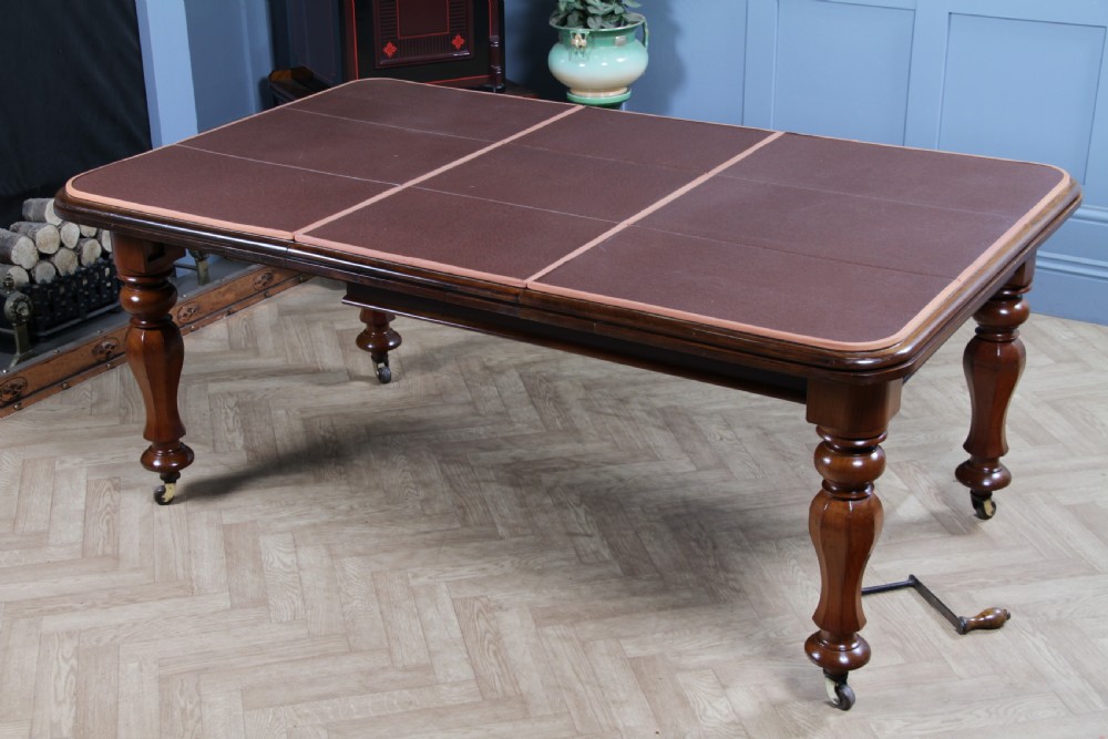 Antique Victorian Solid Mahogany Grand Wind Out 1 Leaf Dining Table D, M&S Castors C1860 View XVI