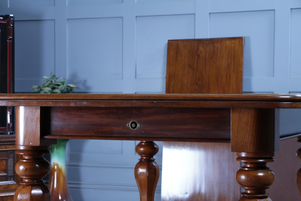Antique Victorian Solid Mahogany Grand Wind Out 1 Leaf Dining Table D, M&S Castors C1860 View XVII