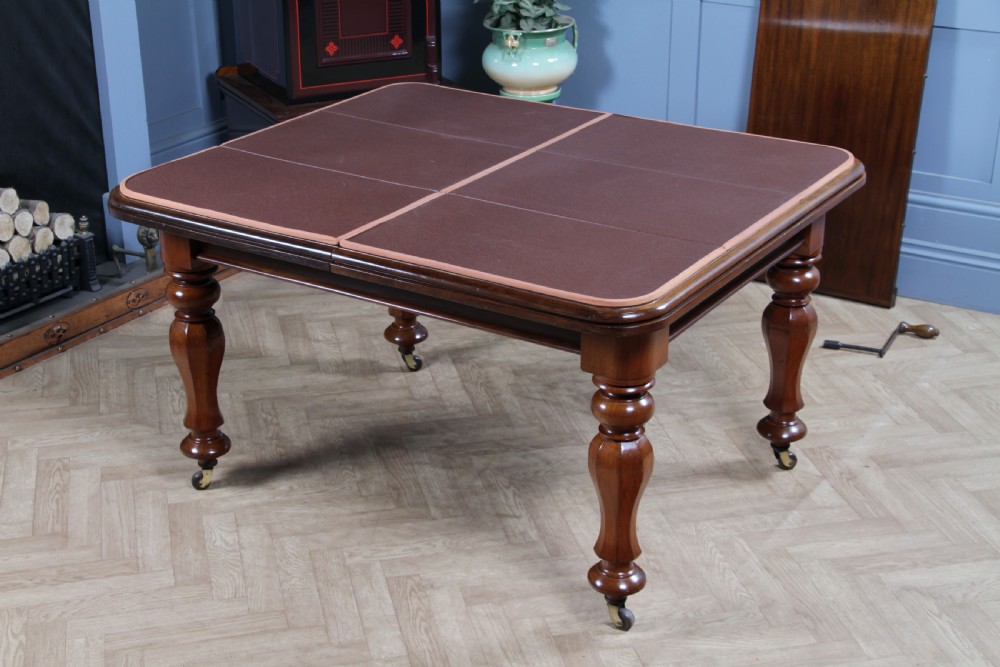 Antique Victorian Solid Mahogany Grand Wind Out 1 Leaf Dining Table D, M&S Castors C1860 View XXIII
