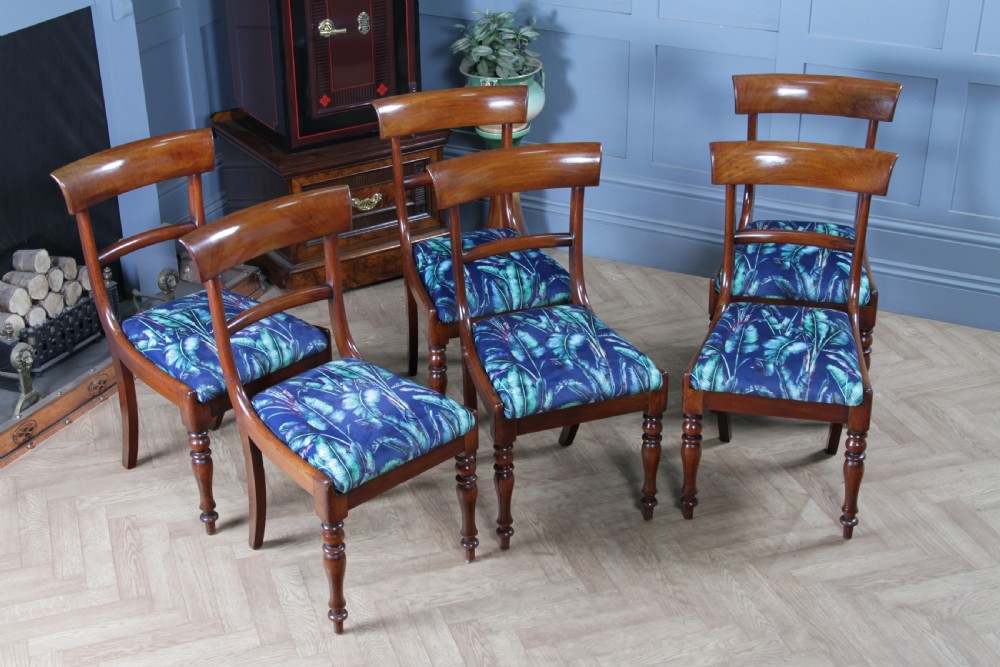 Set of 6 Antique Original William IV Mahogany Dining Chairs Late Regency C1835