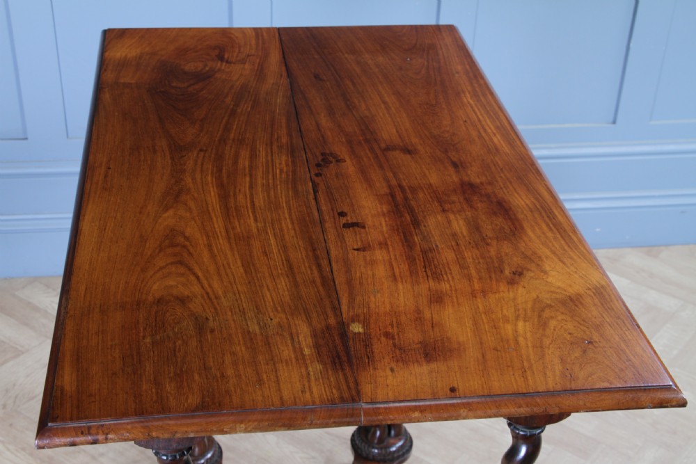 Victorian dark rosewood hall table featuring four triple barley twist legs connected by a central X-frame stretcher. View XIV