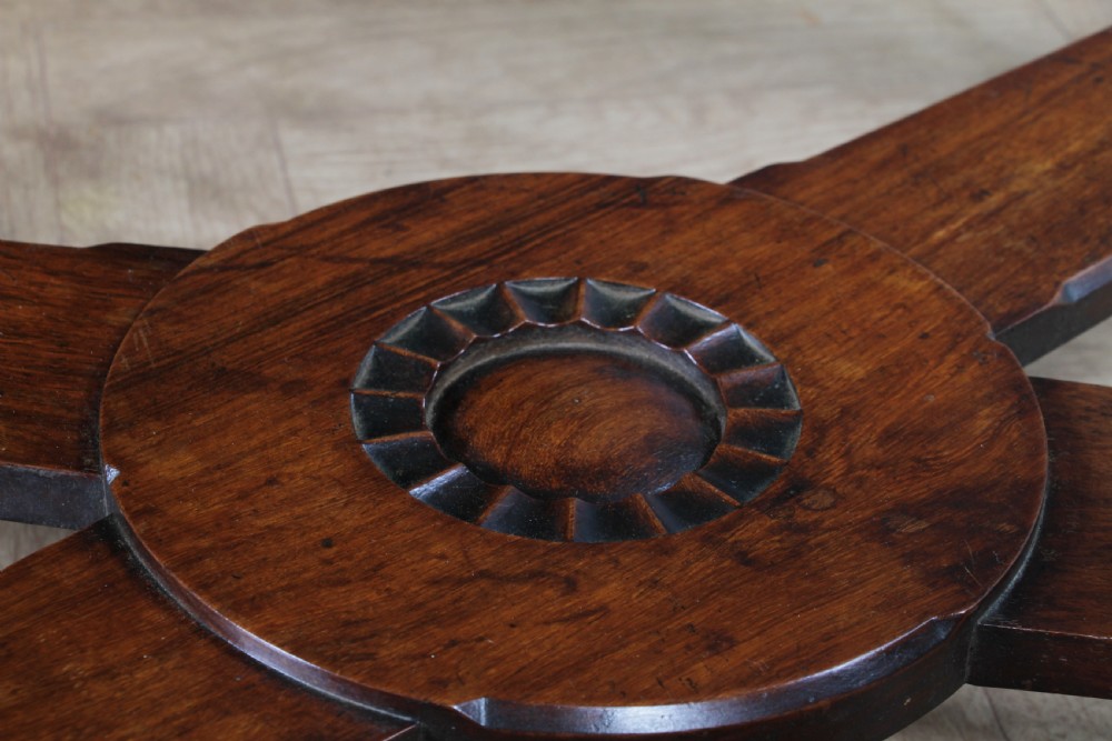 Victorian dark rosewood hall table featuring four triple barley twist legs connected by a central X-frame stretcher. View XXIII