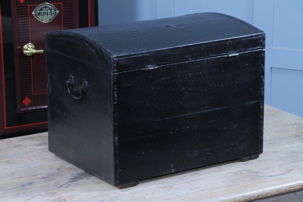 Antique Victorian Rexine Domed Travelling Trunk Coach Luggage Chest Locking 1888 View VIII