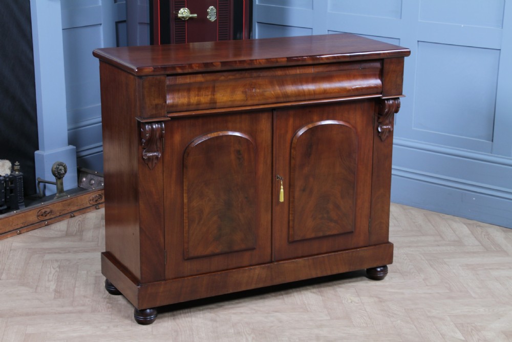 Original Antique Victorian Small 2 Door Flame Mahogany Sideboard Cupboard C1870