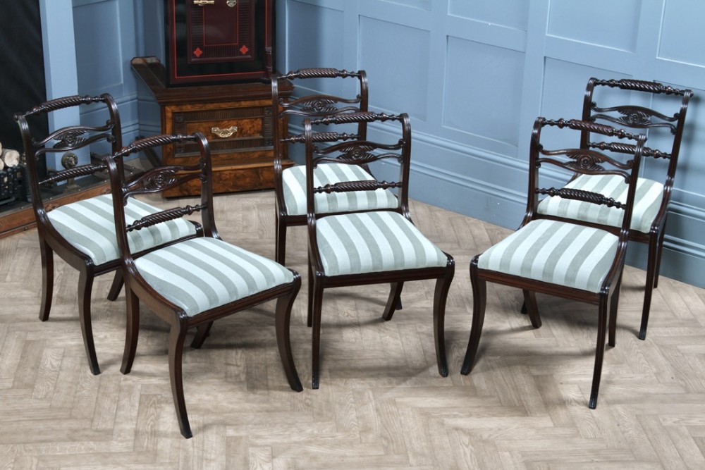 Set of 6 Original Regency Antique Double Rope Back Mahogany Dining Chairs C1795