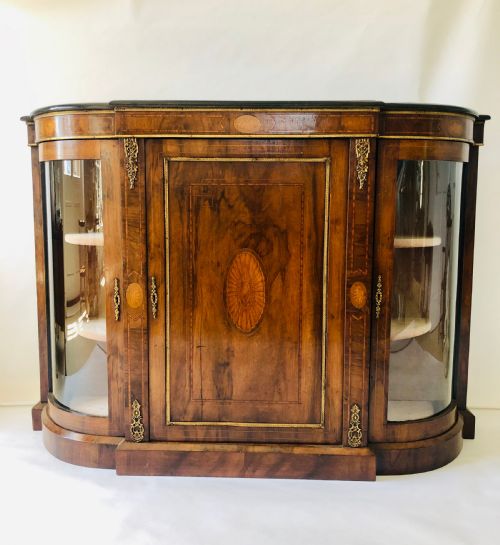 Exceptional Quality Victorian Burr Walnut Inlaid Credenza