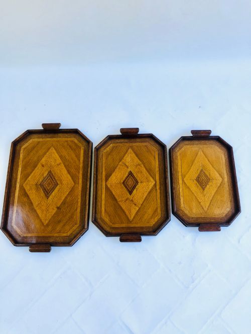 Unusual Set of 3 Art Deco Trays